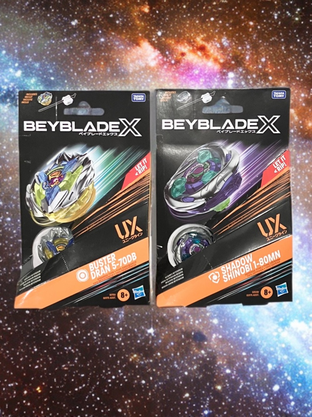 LOT of 2 Beyblade X UX Buster Dran 5-70DB Shadow Shinobi 1-80MN Brand New Sealed